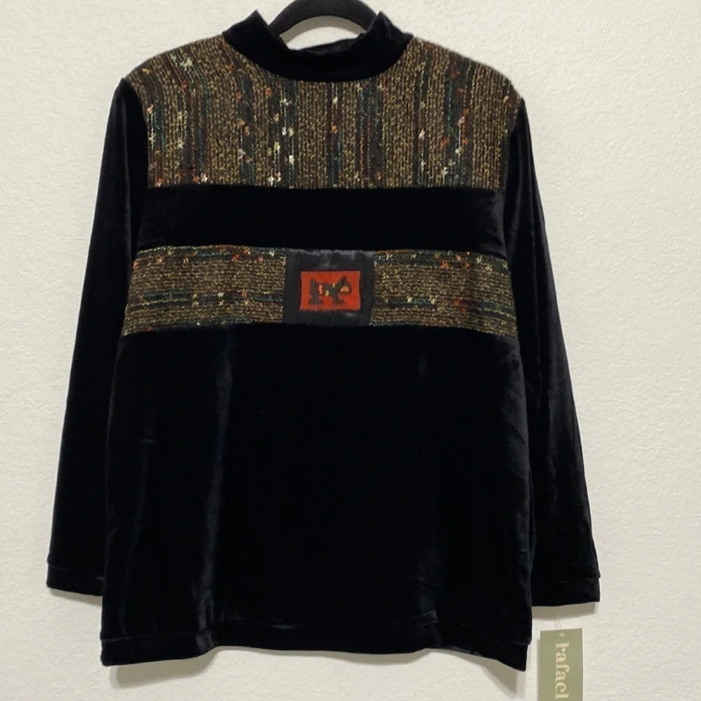Rafael Velvet Embroidered Top Size M